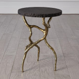 Global Views Root Faux Brass with Black Marble Table 