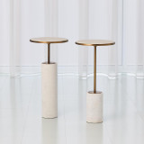 Global Views Tall Cored Marble Bronze Table 