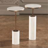 Global Views Tall Cored Marble Bronze Table 