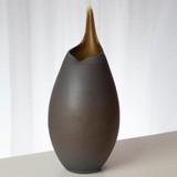 Global Views Frosted Large Grey Vase with Amber Casing 