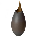 Global Views Frosted Large Grey Vase with Amber Casing 