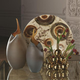 Global Views Frosted Large Grey Vase with Amber Casing 