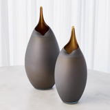 Global Views Frosted Large Grey Vase with Amber Casing 