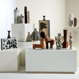 Global Views Confetti Shoulder Small Black/Beige Vase 