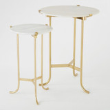 Global Views Plie Brass/White Honed Marble Table 