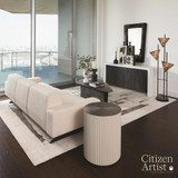 Global Views Camille White Bronze Side Table 