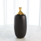Global Views Dipped Large Golden Crackle/Black Cylinder Vase 