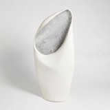 Global Views Cowl Large White with Silver Leaf Table Lamp 