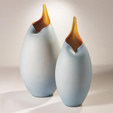 Global Views Frosted Small Blue Vase with Amber Casing 