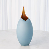 Global Views Frosted Small Blue Vase with Amber Casing 