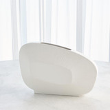 Global Views Offset Square Scratch Matte White Vase 