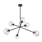Alora Lighting Cassia 40-in Matte Black/Clear Glass 6 Lights Chandelier 