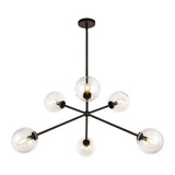 Alora Lighting Cassia 40-in Matte Black/Clear Glass 6 Lights Chandelier 