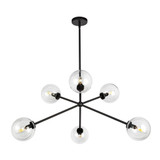Alora Lighting Cassia 40-in Matte Black/Clear Glass 6 Lights Chandelier 