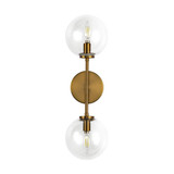Alora Lighting Cassia 20-in Aged Brass/Clear Glass 2 Lights Wall Vanity 