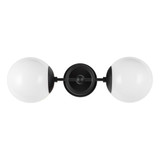 Alora Lighting Fiore 18-in Matte Black/Glossy Opal Glass 2 Lights Wall Vanity 