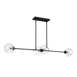 Alora Lighting Cassia 48-in Matte Black/Clear Glass 4 Lights Linear Pendant 