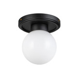 Alora Lighting Fiore 6-in Matte Black/Glossy Opal Glass 1 Light Semi-Flush 