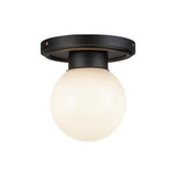 Alora Lighting Fiore 6-in Matte Black/Glossy Opal Glass 1 Light Semi-Flush 