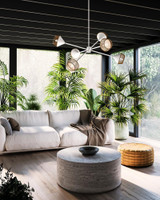 Alora Lighting Daphne 38-in White/Brown Cotton Rope 6 Lights Chandelier 