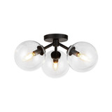 Alora Lighting Cassia 15-in Matte Black/Clear Glass 3 Lights Semi-Flush 
