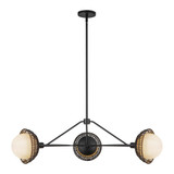 Alora Lighting Perth 40-in Matte Black/Opal Glass 3 Lights Chandelier 