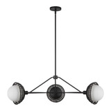 Alora Lighting Perth 40-in Matte Black/Opal Glass 3 Lights Chandelier 