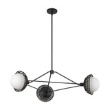 Alora Lighting Perth 40-in Matte Black/Opal Glass 3 Lights Chandelier 