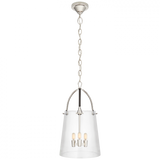 Ralph Lauren Julian Polished Nickel and Chocolate Leather Medium Lantern 