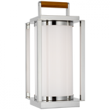 Ralph Lauren Northport Polished Nickel and Teak Small LED Table Lantern 