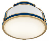 Hinkley Barton Medium Flush Mount Gloss White, Lacquered Brass, Vivid Navy 14.25"W x 8.5"H x 14.25"L 