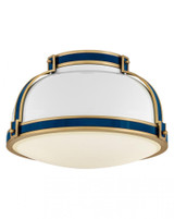 Hinkley Barton Medium Flush Mount Gloss White, Lacquered Brass, Vivid Navy 14.25"W x 8.5"H x 14.25"L 