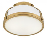 Hinkley Barton Medium Flush Mount Matte White, Lacquered Brass 14.25"W x 8.5"H x 14.25"L 