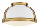 Hinkley Barton Medium Flush Mount Matte White, Lacquered Brass 14.25"W x 8.5"H x 14.25"L 