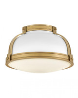 Hinkley Barton Medium Flush Mount Matte White, Lacquered Brass 14.25"W x 8.5"H x 14.25"L 
