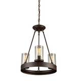 Menlo Park Chandelier, 3-Light, Oil-Rubbed Bronze, Clear Glass Shade, 17.5"W (AC10003 3403ZX0A)