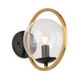 Lugano Wall Sconce, 1-Light, Vintage Brass, Black, Clear Glass Shade, 10"H (AC10891VB 3403ZZ0T)