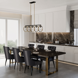 Lugano Linear Chandelier, 5-Light, Vintage Brass, Black, Clear Glass Shade, 44"W (AC10896VB 3403ZZ0W)