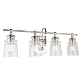 Castara Vanity, 4-Light, Polished Nickel, Clear Glass Shade, 9"W (AC11594PN 340401XP)