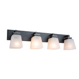 Eastwood Vanity, 4-Light, Black, Brushed Nickel, Frosted Glass Shade, 5"W (AC11614BN 340401Y0)