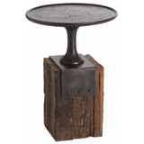 Anvil Side Table, Burnt Waxed Wood, Dark Waxed Iron, Recycled / Aged Wood, 18"W (DD2029 35HC1)