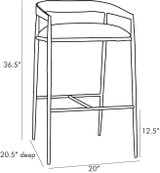 Ansel Bar Stool, Sterling Linen, Hammered Iron, 36.5"H (4747 3JQVP)