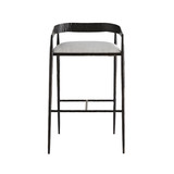 Ansel Bar Stool, Sterling Linen, Hammered Iron, 36.5"H (4747 3JQVP)