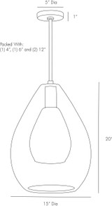 Nala Pendant, 1-Light, Antique Brass, Opal Glass, Clear Glass, 15"W (49098 3FMA2)