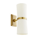Inwood Wall Sconce, 2-Light, Antique Brass, Ivory Microfiber Shades, 15"H (49398 3JTWH)
