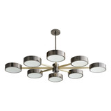 Linus Chandelier, Starburst, 8-Light, Pale Brass, Black Nickel, Frosted Glass, 52"W (89097 3FMAV)