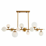 Troon Chandelier, 12-Light, Antique Brass, Opal Swirl Glass, Clear Crystal, 56"W (89330 3JLZ0)