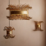 Filamento Chandelier, 6-Light, Natural Rattan, Antique Brass, 42"W (DK89925 3JPW9)
