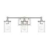 Camden Bath Vanity, 3-Light, Polished Nickel, Clear Beveled Glass, 23.5"W