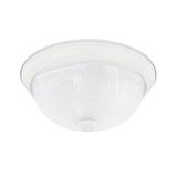 Bates Flush Mount, 2-Light, Matte White, White Faux Alabaster Glass, 11"W